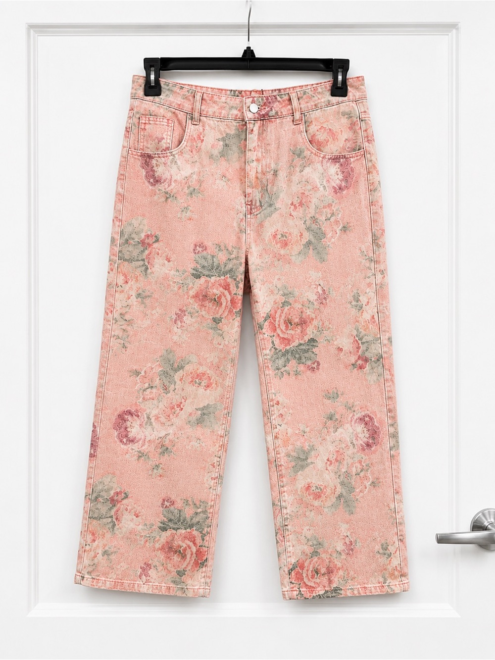 Vintage Rose Pink Wide-Leg Jeans